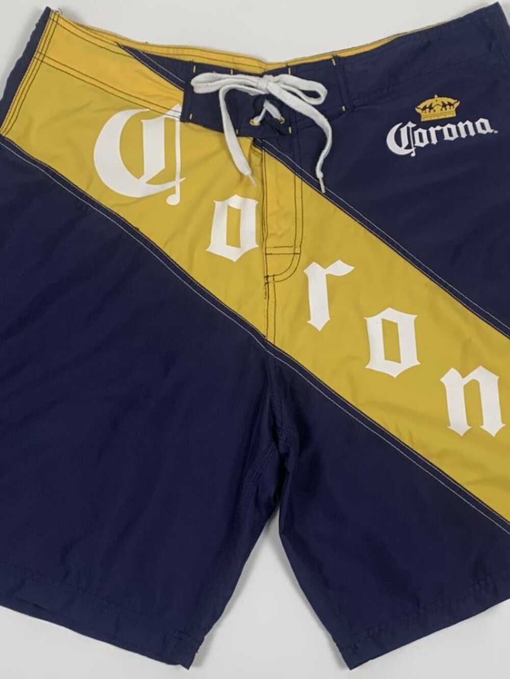 Corona Extra Swimsuit Men's Board Shorts size 38 Navy Blue / Yellow / White - Picture 2 of 9